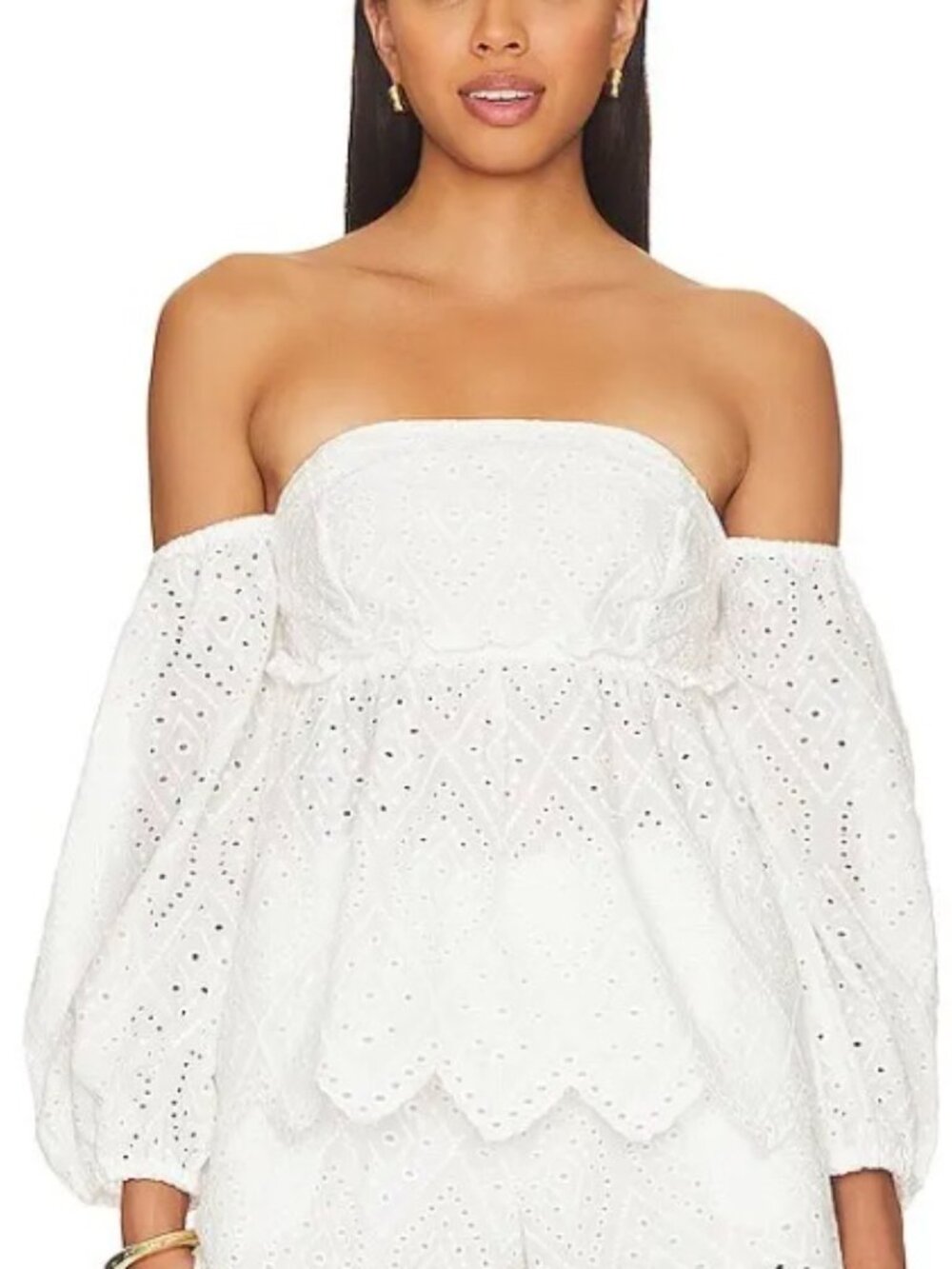 NWT MISA Los Angeles Sera Top in White Eylet